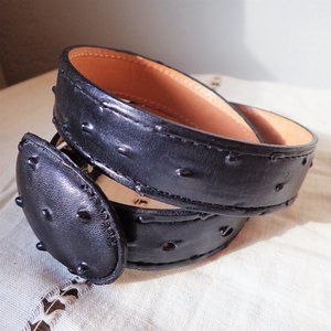 El General Black Ostrich Leather Western Belt S.26